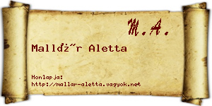 Mallár Aletta névjegykártya